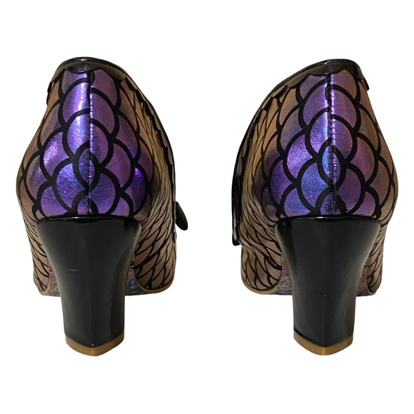 Irregular Choice Iconic Iridescent Purple Blue Black Mermaid Bow Heels - Picture 4 of 9